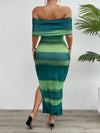 Split Color Block Off-Shoulder Dress Casual Dresses - Tophatter Daily Deals