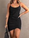 Ruched Scoop Neck Mini Cami Dress Black Casual Dresses - Tophatter Daily Deals