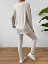 Ribbed Top and Pants Lounge Set Loungewear Sets - Tophatter Daily Deals