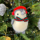 Penguin Christmas Bauble | Grey Wool Penguin Christmas Tree Ornament - 11cm Baubles - Tophatter Daily Deals