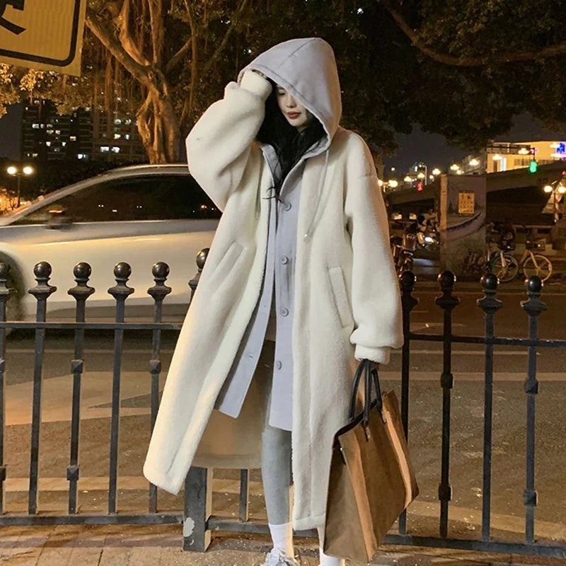 Warm Cozy Womens Hooded Coat - Oversized Sherpa, Winter White - Tophatter Daily Deals