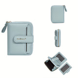 Compact Zip Bifold Wallet with Snap Card Flap and ID Windows Sky Blue Handbags & Wallets - Tophatter Daily Deals