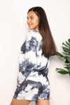 Tie-Dye Round Neck Top and Shorts Lounge Set Loungewear Sets - Tophatter Daily Deals