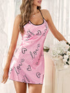 Crisscross Printed Spaghetti Strap Lounge Dress Carnation Pink Sleep Dresses - Tophatter Daily Deals