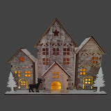 LED Wooden Christmas Scene | Light Up House Christmas Village Ornament - 18x25cm LED Light - Tophatter Daily Deals