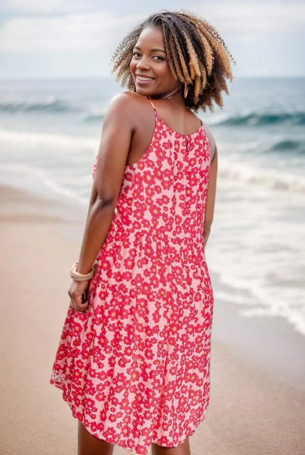 Printed Square Neck Mini Cami Dress Casual Dresses - Tophatter Daily Deals