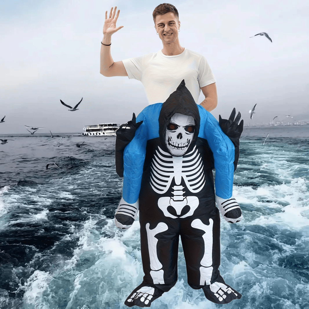 Inflatable Skeleton Costume for Adults Halloween - Tophatter Daily Deals