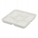 White Porcelain Serving Dish with Star Centre Snack Platter with 5 Compartments Serving Board - Tophatter Daily Deals