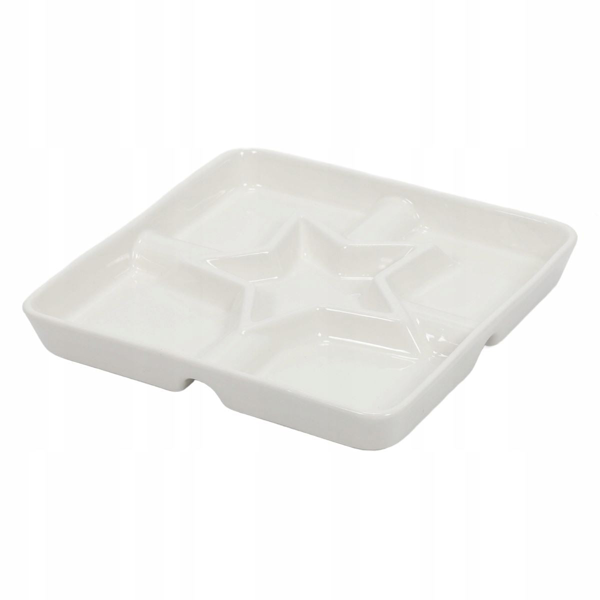 White Porcelain Serving Dish with Star Centre Snack Platter with 5 Compartments Serving Board - Tophatter Daily Deals