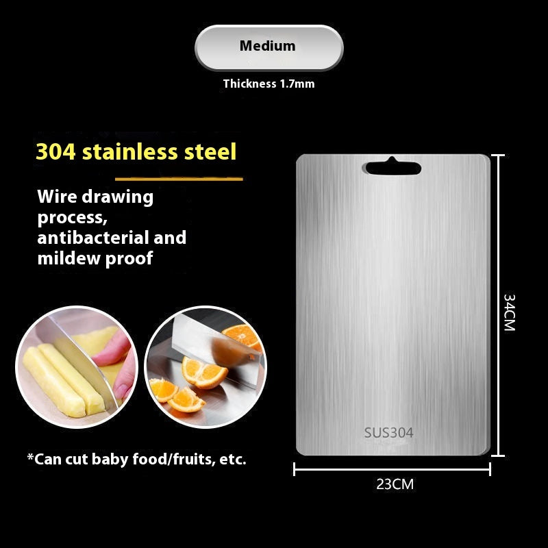 316 Stainless Steel Thickened Cutting Board Oversized Mildew-proof Household Kitchen Panel 304 Special Offer 34 X23cm Square 0 - Tophatter Daily Deals