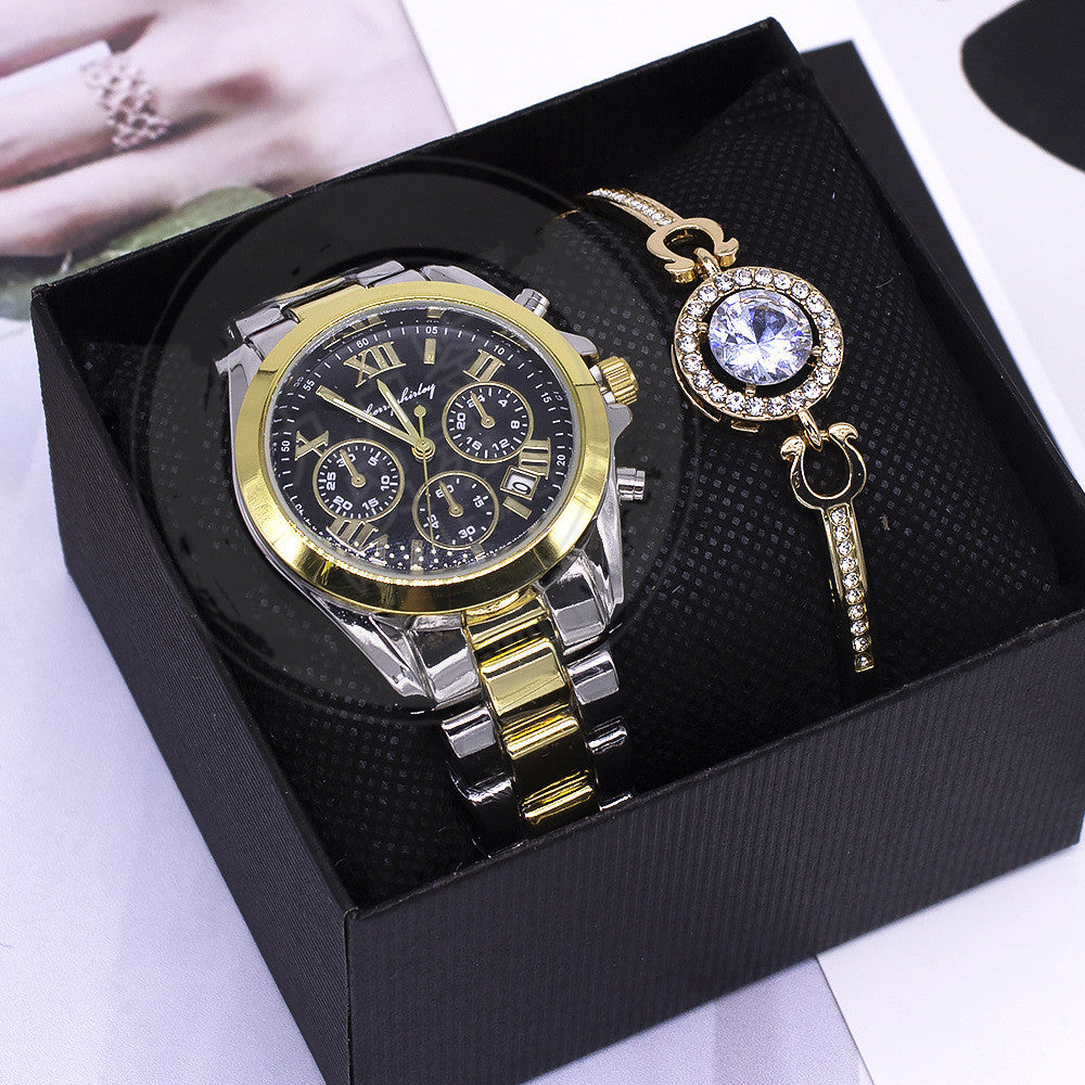 With Box Fashion Couple Bracelet Watch Set Gift His & Her Women's Set Bracelets - Tophatter Daily Deals