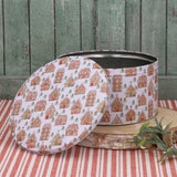 Gingerbread House Christmas Cake Tin | Festive Round Kitchen Storage Tin 23x12cm Tin - Tophatter Daily Deals