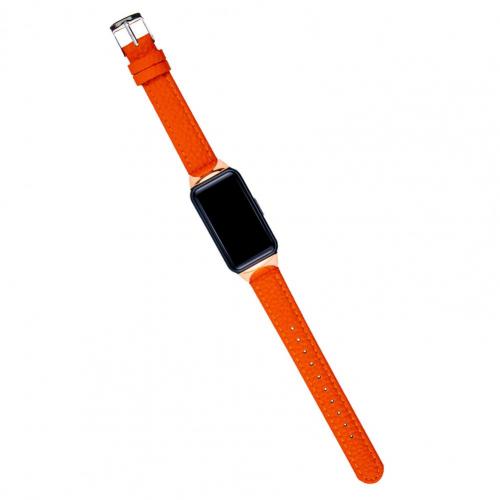 Bracelet Leather Strap With Lychee Pattern Orange 0 - Tophatter Daily Deals