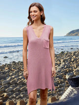 Pocketed Slit V-Neck Sleeveless Dress Casual Dresses - Tophatter Daily Deals