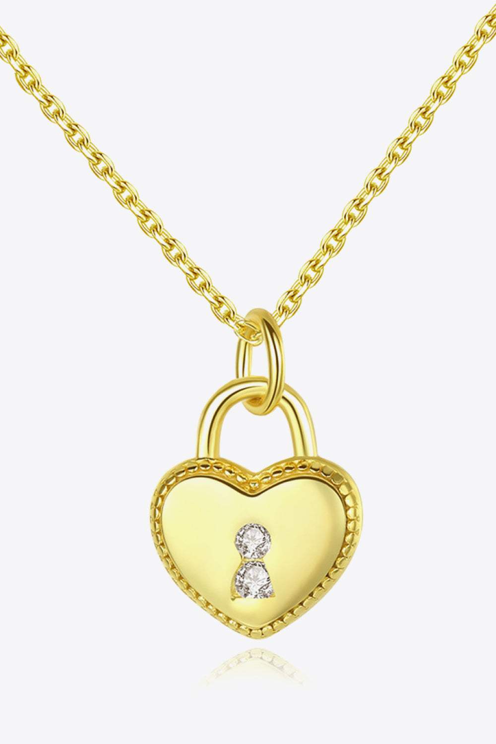 Heart Lock Pendant 925 Sterling Silver Necklace Gold One Size Necklaces - Tophatter Daily Deals