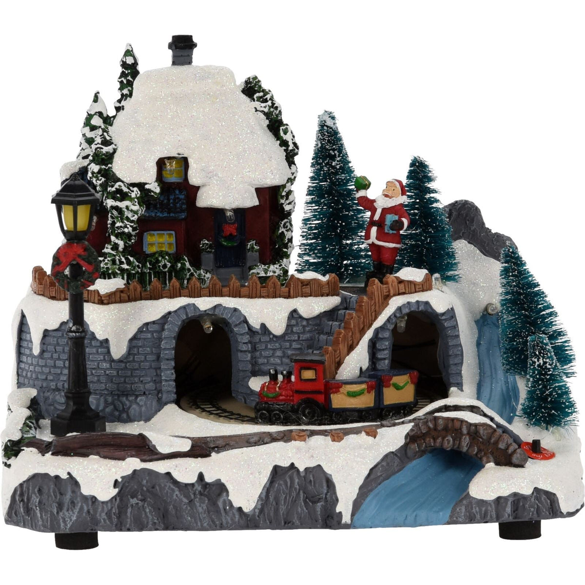 Traditional Christmas Village Scene | LED Light-Up Ornament with Movement - 20cm Ornament - Tophatter Daily Deals