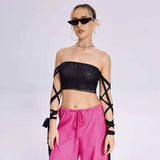 Elastic Cross Arm Solid Color Straps Tank Top TikTok Trending Shirts & Tops - Tophatter Daily Deals
