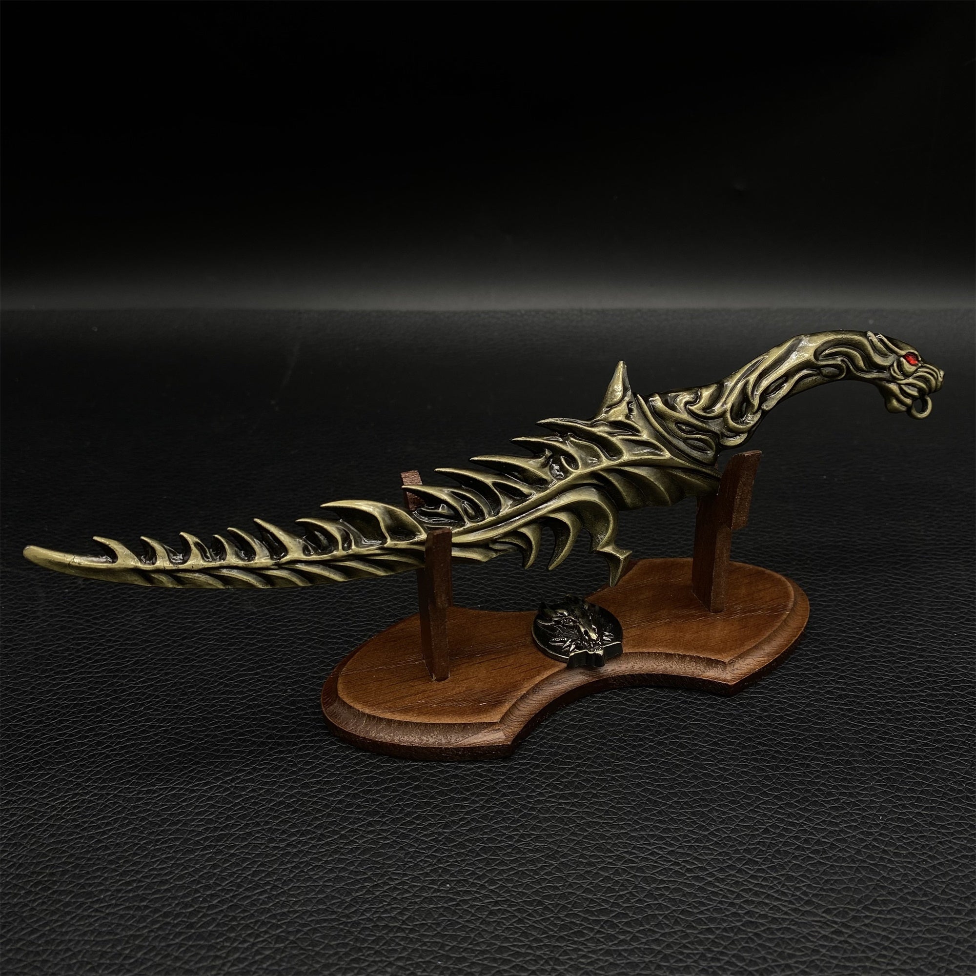 Metal ER Swords Metal Weapons Mini Replica 32 Options Death Dagger & Oak Wood Stand - Tophatter Daily Deals