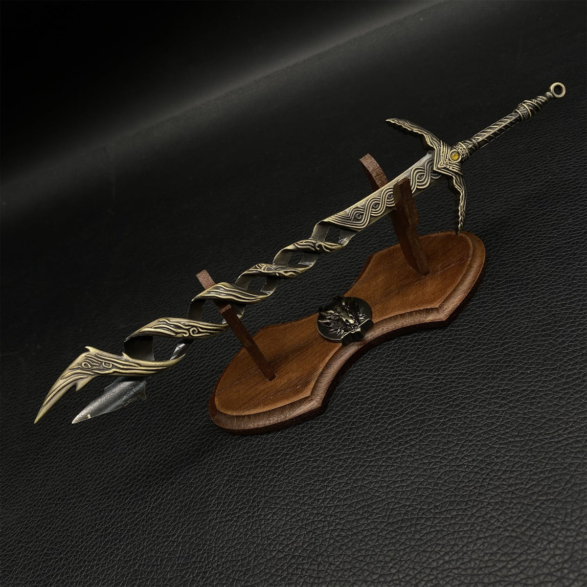 Metal ER Swords Metal Weapons Mini Replica 32 Options God Slayer's Greatsword & Oak Wood Stand - Tophatter Daily Deals
