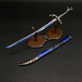 Metal ER Swords Metal Weapons Mini Replica 32 Options Dragonscale Blade & Oak Wood Stand - Tophatter Daily Deals