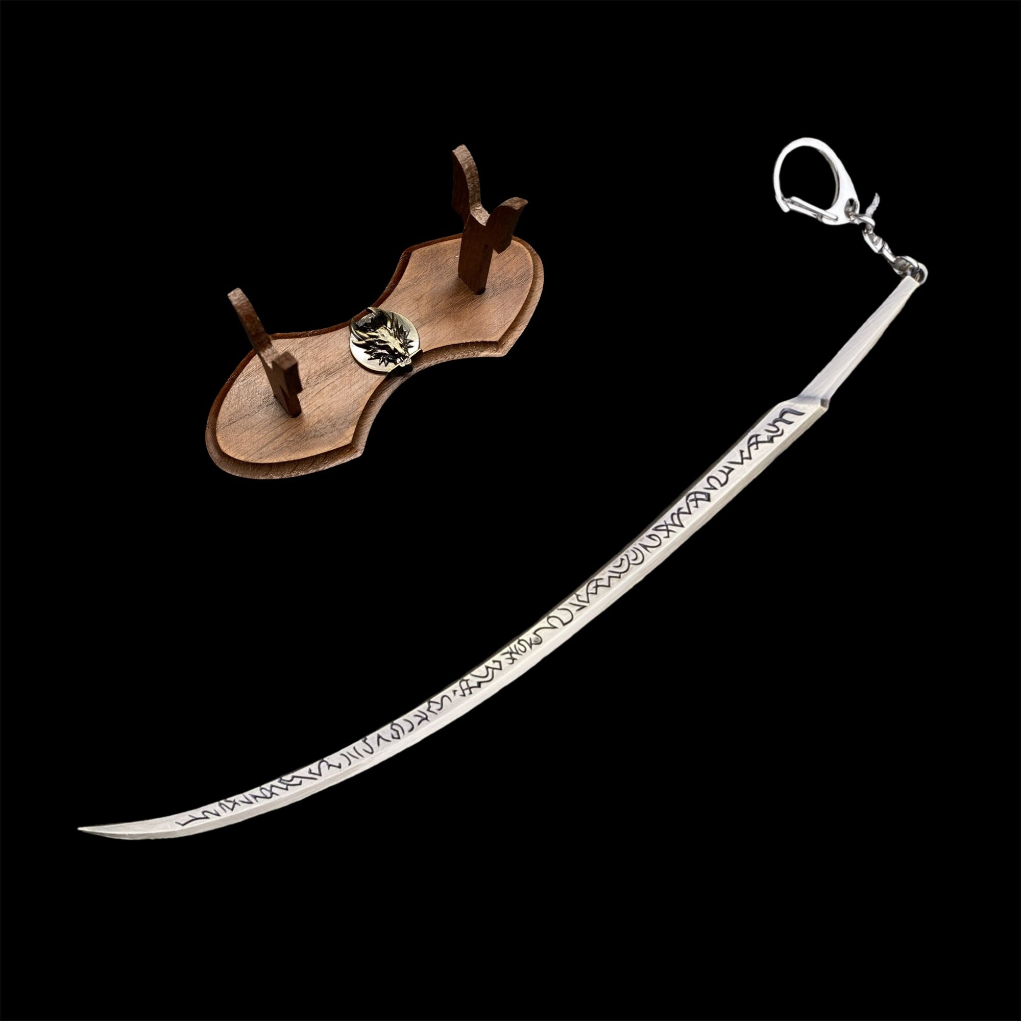 Metal ER Swords Metal Weapons Mini Replica 32 Options Hand of Malenia & Oak Wood Stand - Tophatter Daily Deals