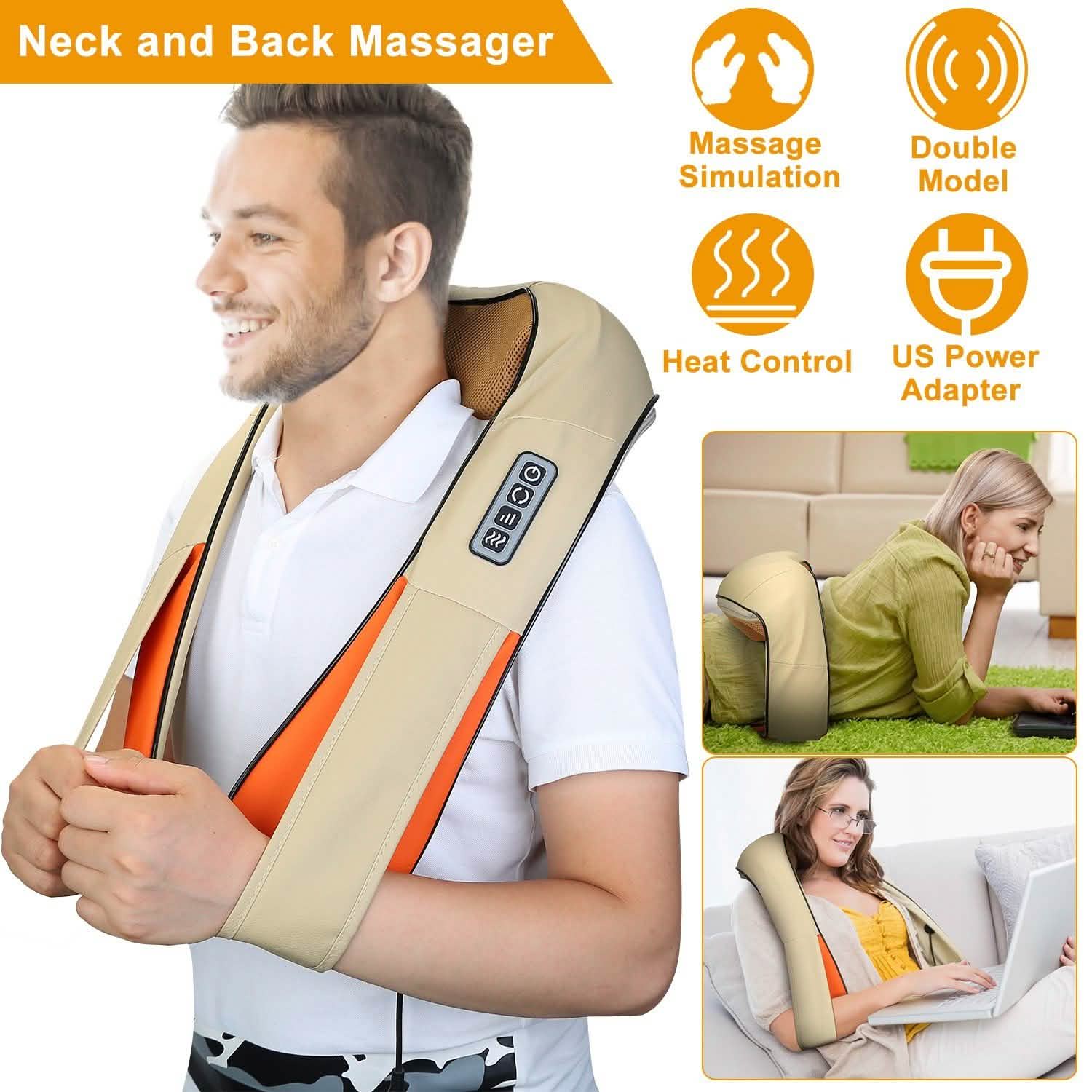 Electric Back Massage Cape with Heat Deep Tissue 3D Kneading Massage Health & Wellness - Tophatter Daily Deals