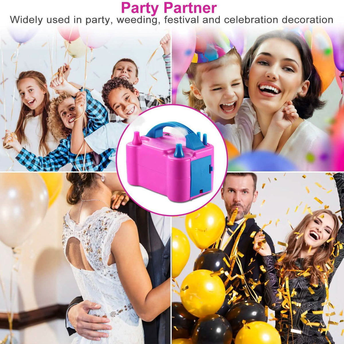 Electric Balloon Pump 600W Balloon Blower Inflator Dual Nozzle Everything Else - Tophatter Daily Deals
