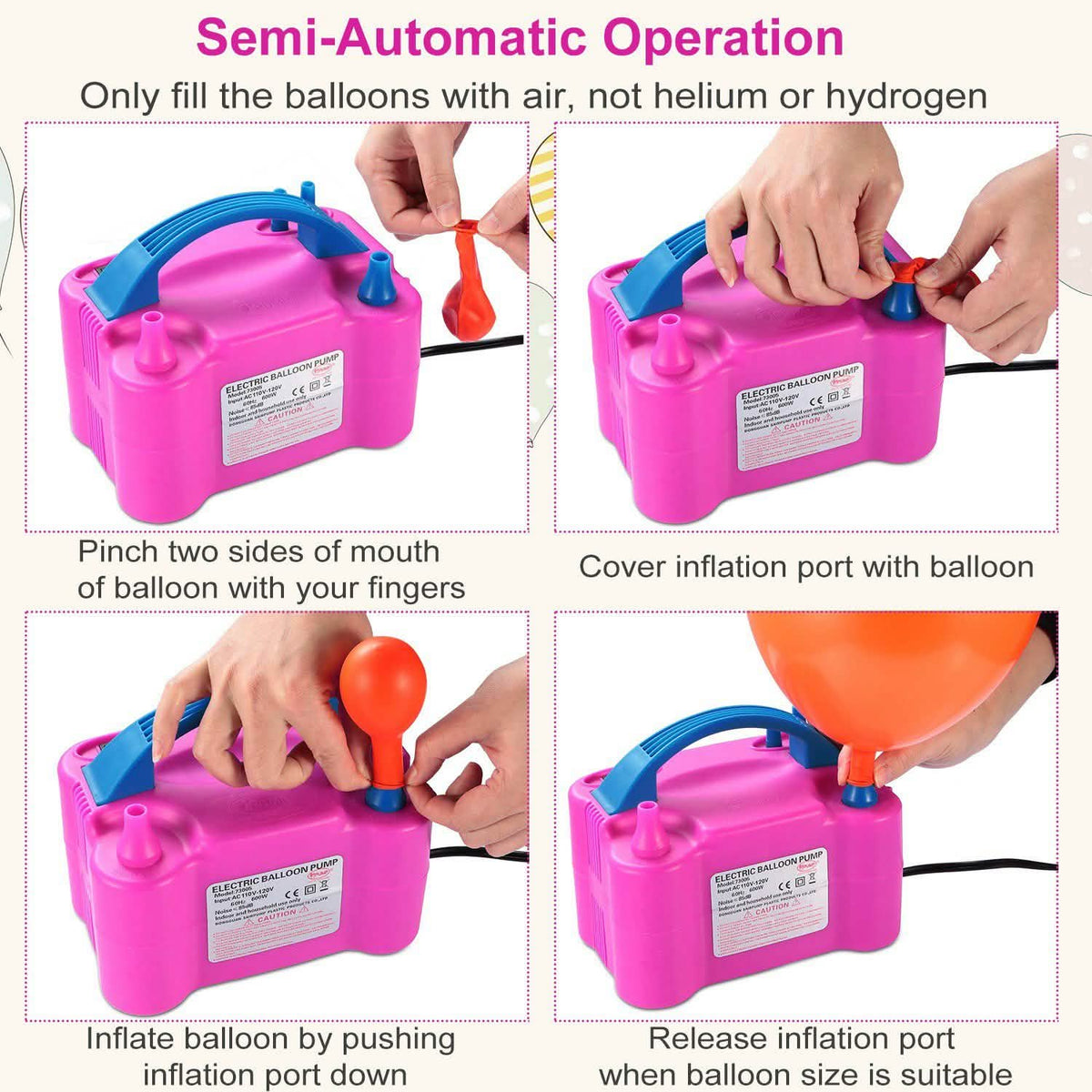 Electric Balloon Pump 600W Balloon Blower Inflator Dual Nozzle Everything Else - Tophatter Daily Deals