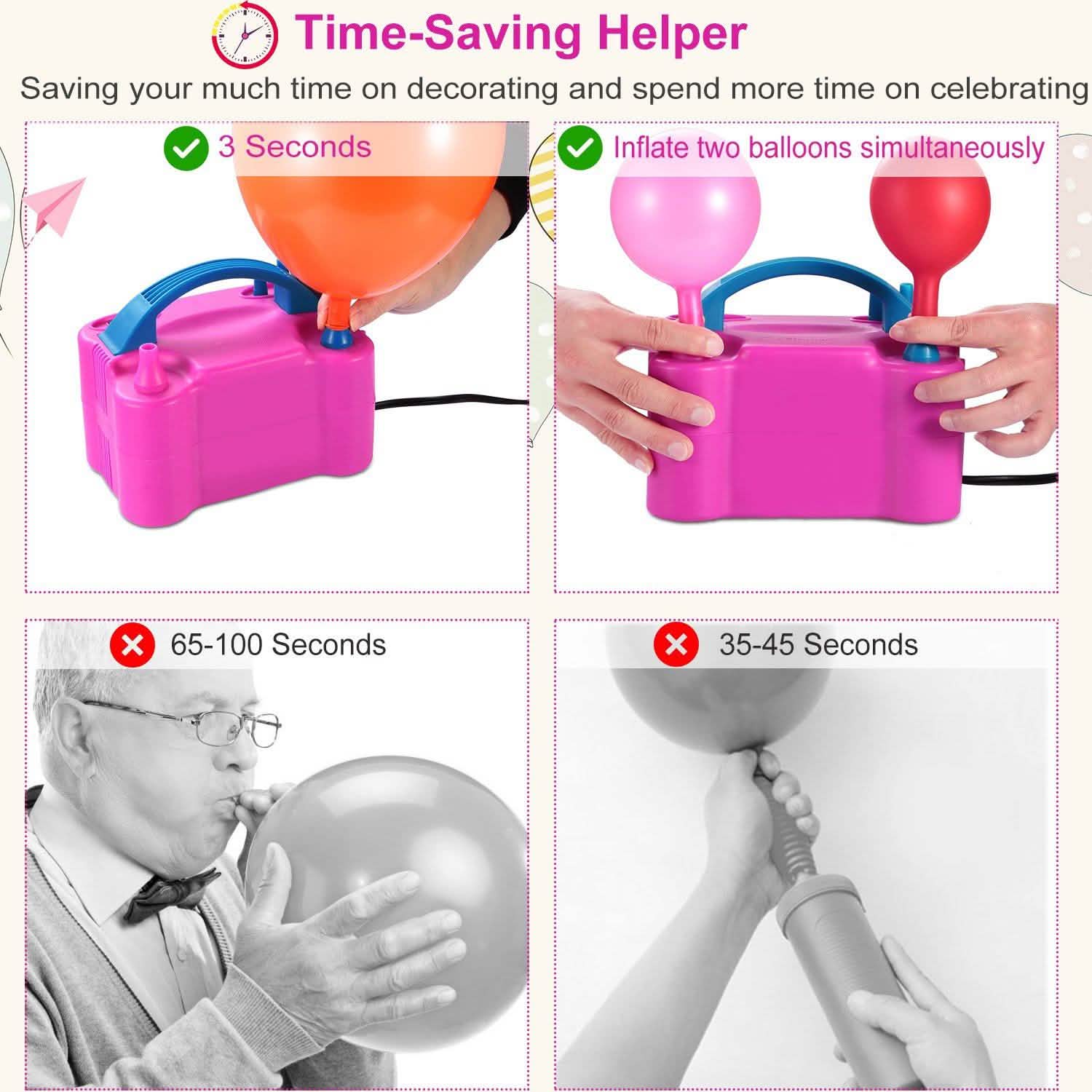 Electric Balloon Pump 600W Balloon Blower Inflator Dual Nozzle Everything Else - Tophatter Daily Deals