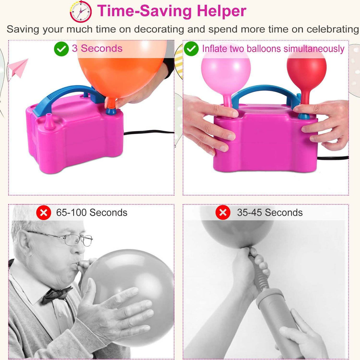 Electric Balloon Pump 600W Balloon Blower Inflator Dual Nozzle Everything Else - Tophatter Daily Deals