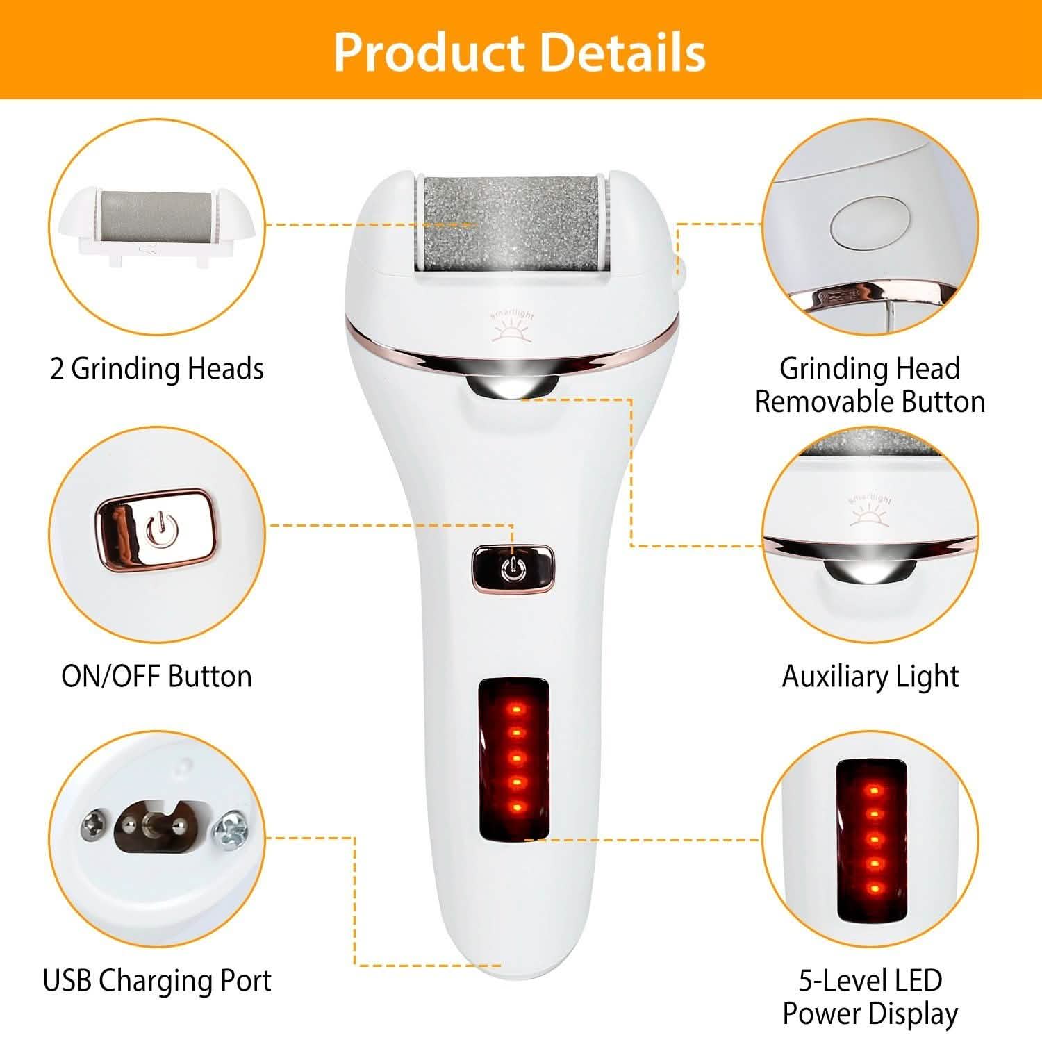 Electric Callus Remover USB Rechargeable Foot Scrubber Beauty & Personal Care - Tophatter Daily Deals