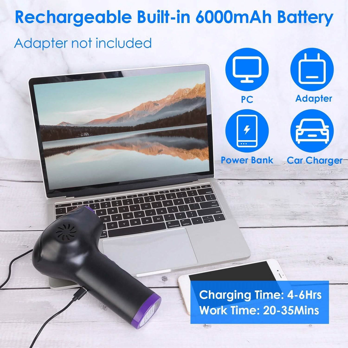 Electric Cordless Air Duster Blower Compressed Air Duster Household Appliances - Tophatter Daily Deals