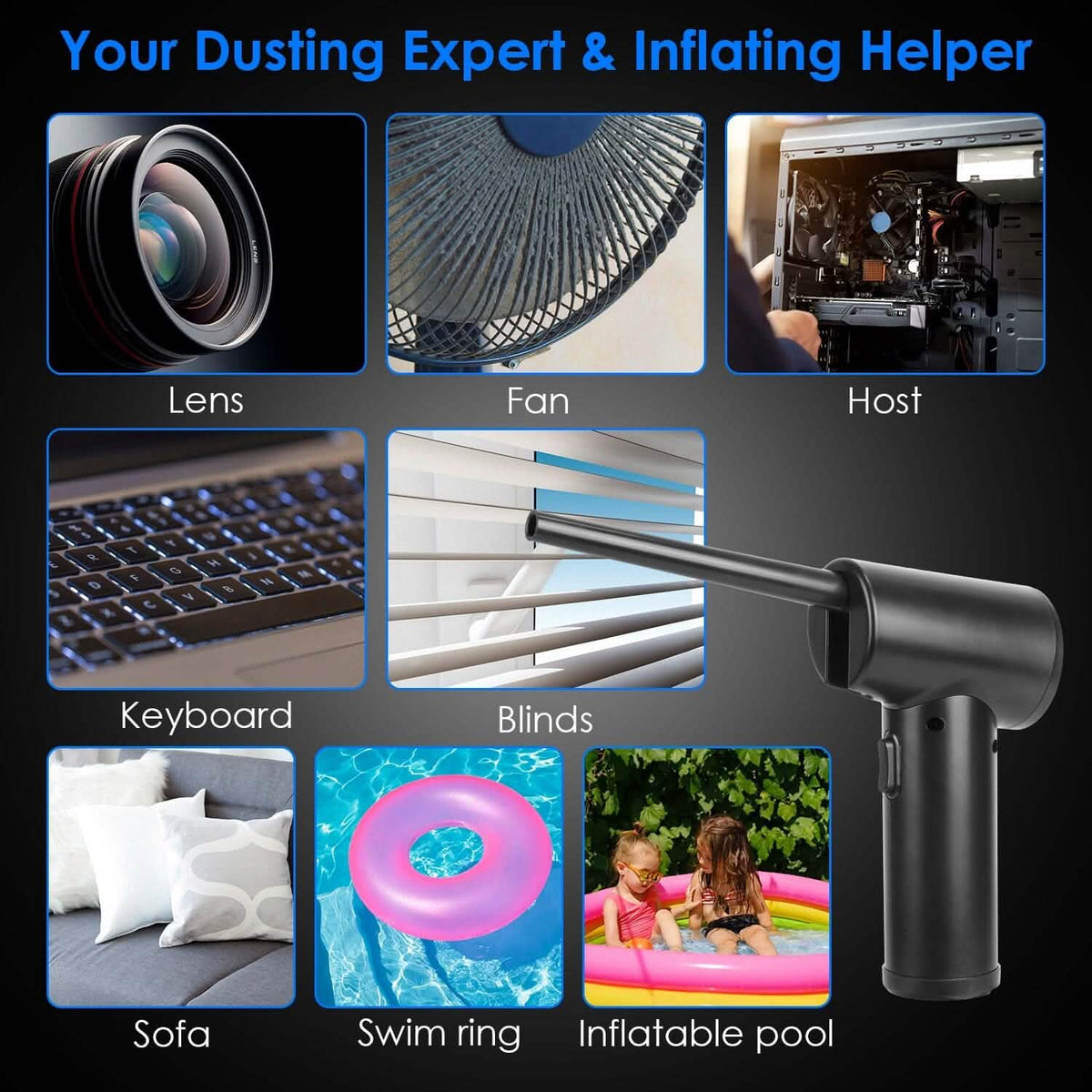 Electric Cordless Air Duster Blower for Computer Keyboard Household Appliances - Tophatter Daily Deals