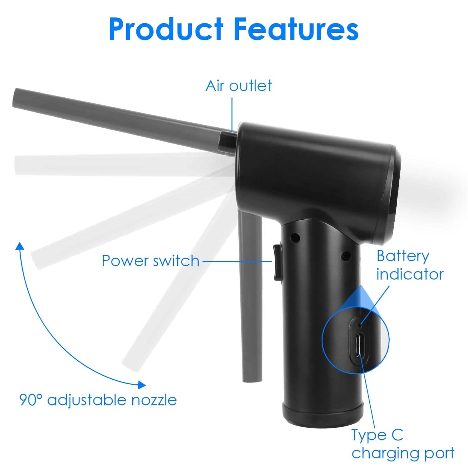 Electric Cordless Air Duster Blower for Computer Keyboard Household Appliances - Tophatter Daily Deals