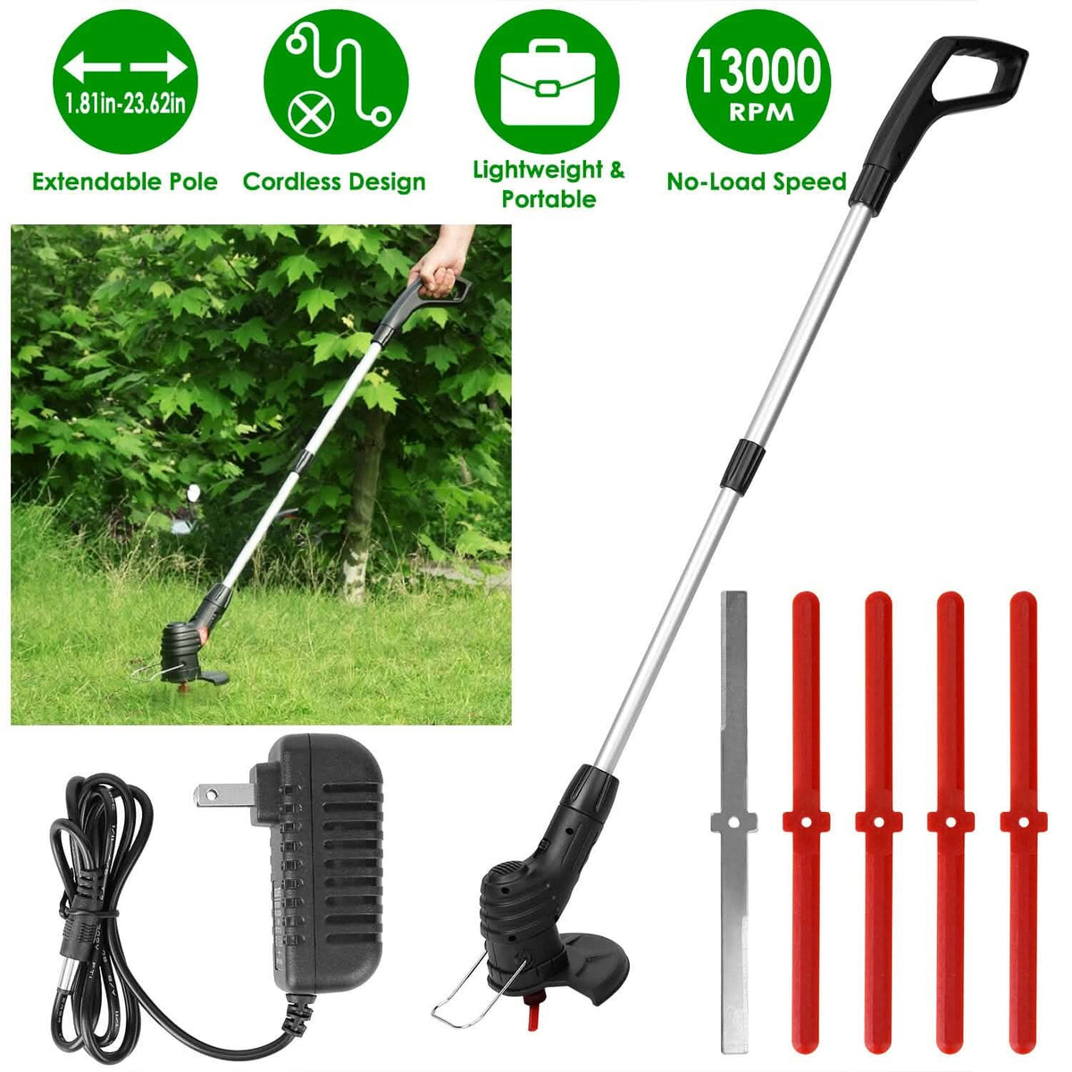 Electric Cordless Grass Trimmer Garden & Patio - Tophatter Daily Deals