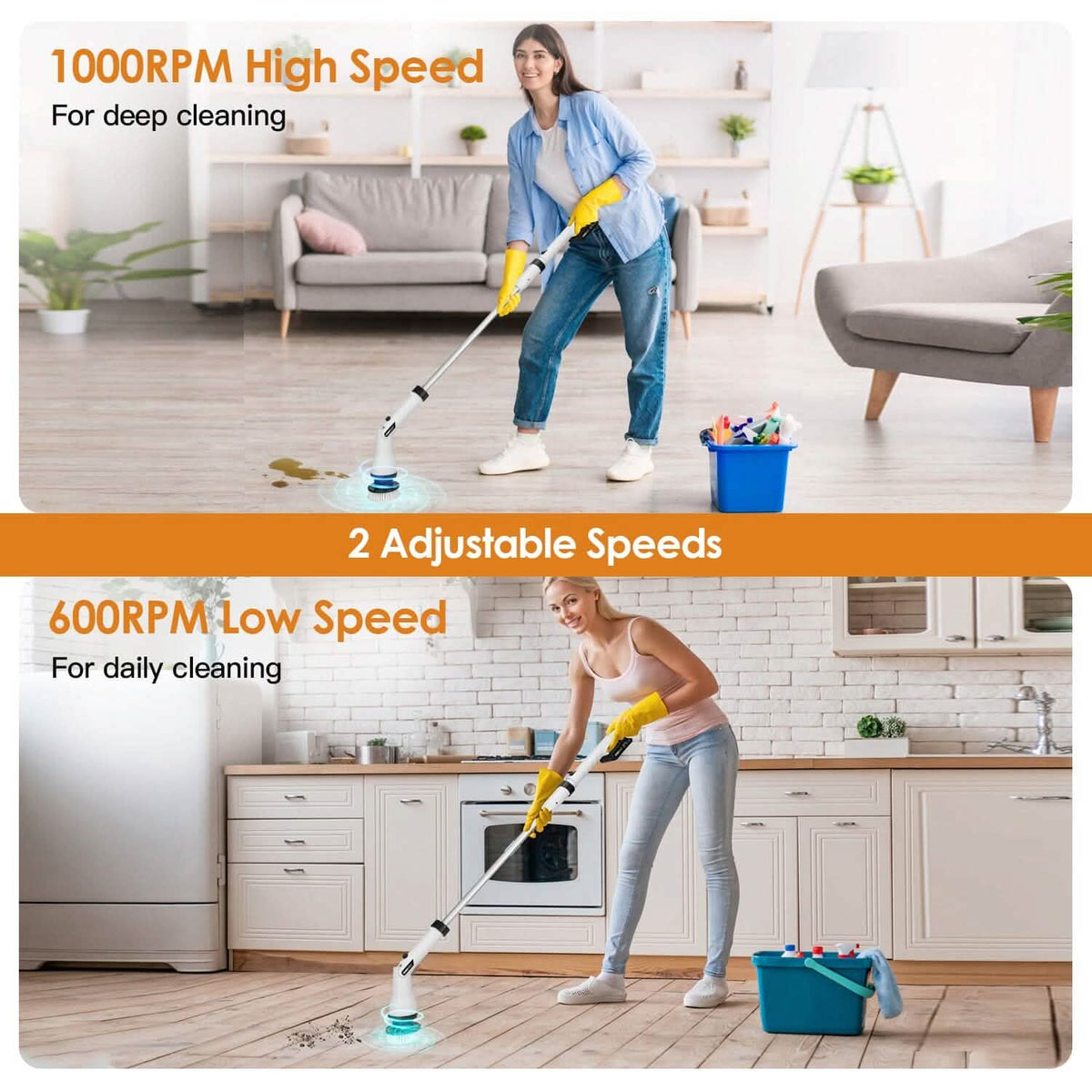 Electric Cordless Spin Scrubber Cleaning Brush with 4 Replaceable Heads Household Appliances - Tophatter Daily Deals