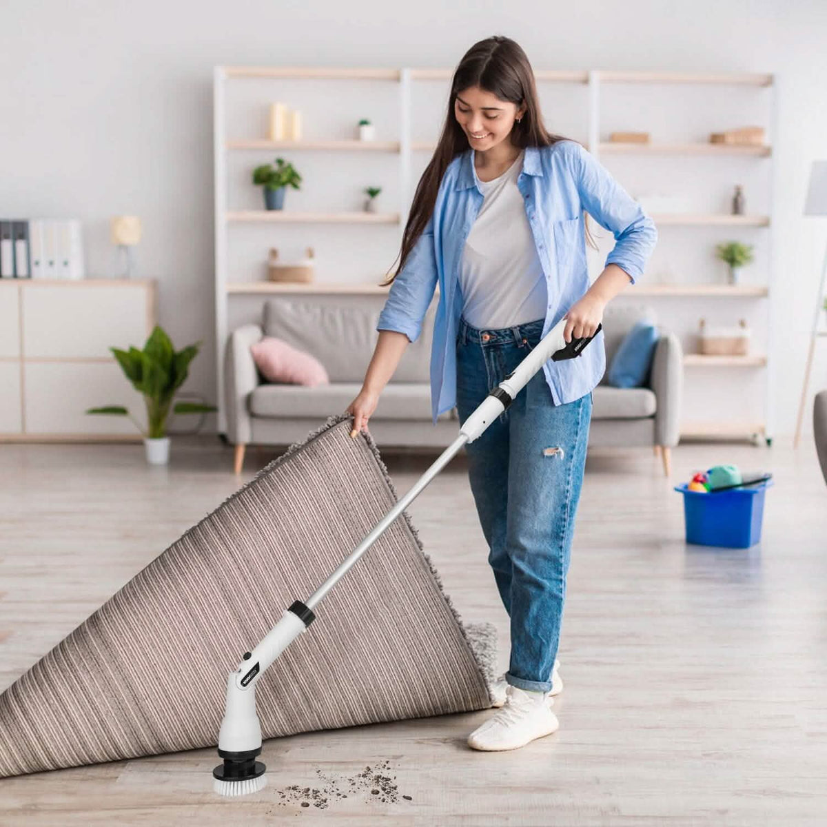 Electric Cordless Spin Scrubber Cleaning Brush with 4 Replaceable Heads Household Appliances - Tophatter Daily Deals