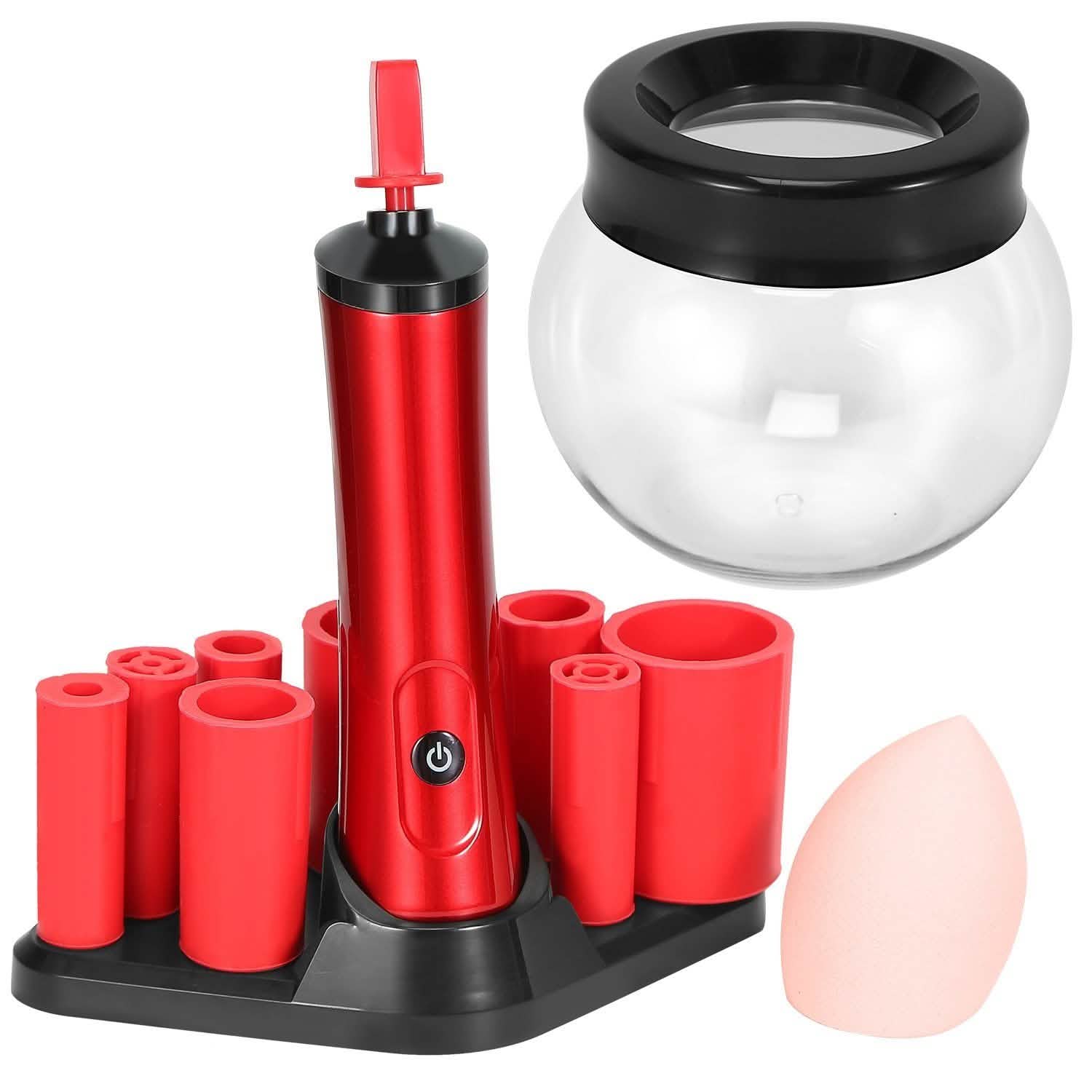 Electric Cosmetic Makeup Brush Cleaner Dryer Red Beauty & Personal Care - Tophatter Daily Deals
