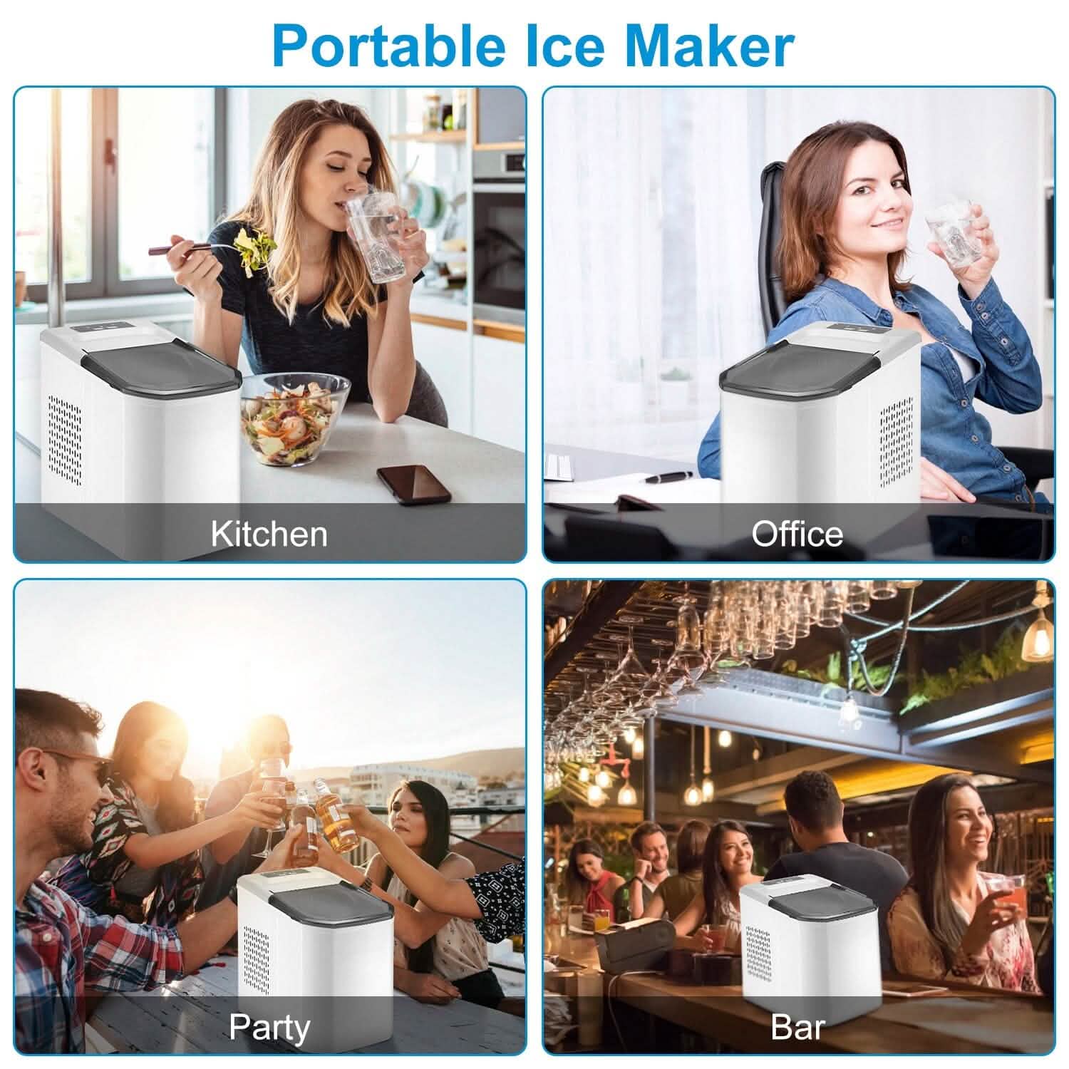 Electric Countertop Ice Make with Ice Scoop Basket Self Cleaning Kitchen Appliances - Tophatter Daily Deals