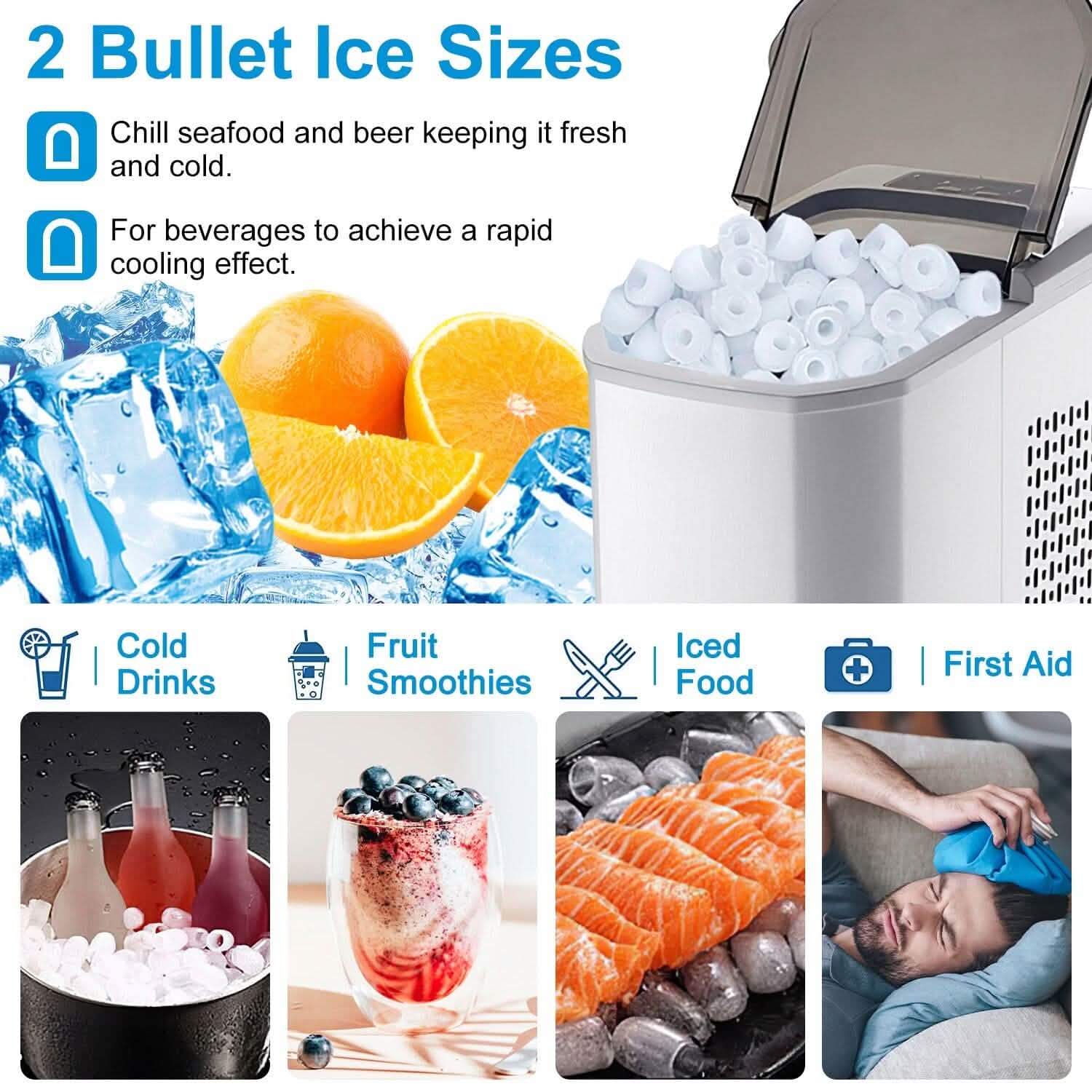 Electric Countertop Ice Make with Ice Scoop Basket Self Cleaning Kitchen Appliances - Tophatter Daily Deals