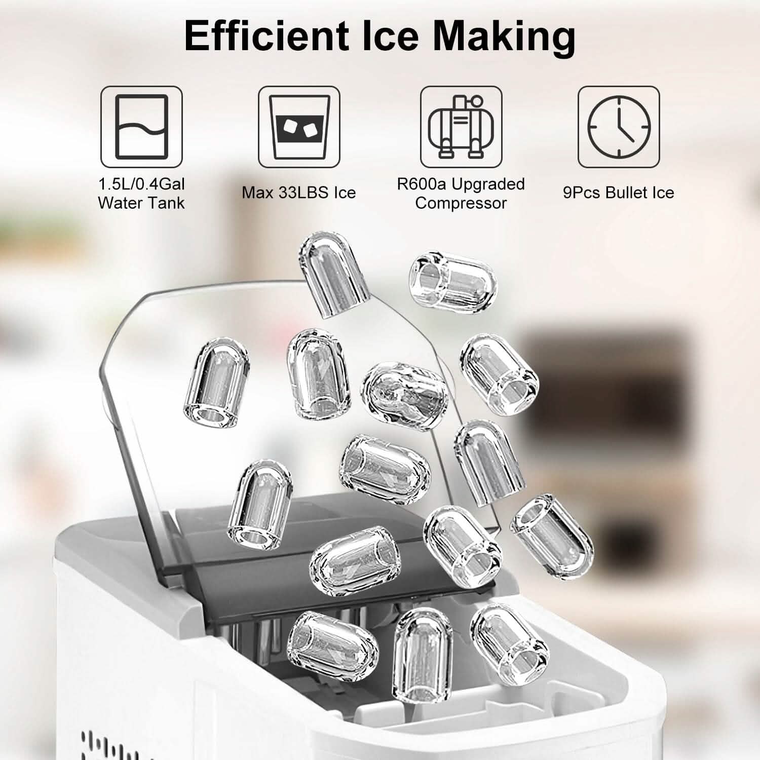 Electric Countertop Ice Make with Ice Scoop Basket Self Cleaning Kitchen Appliances - Tophatter Daily Deals