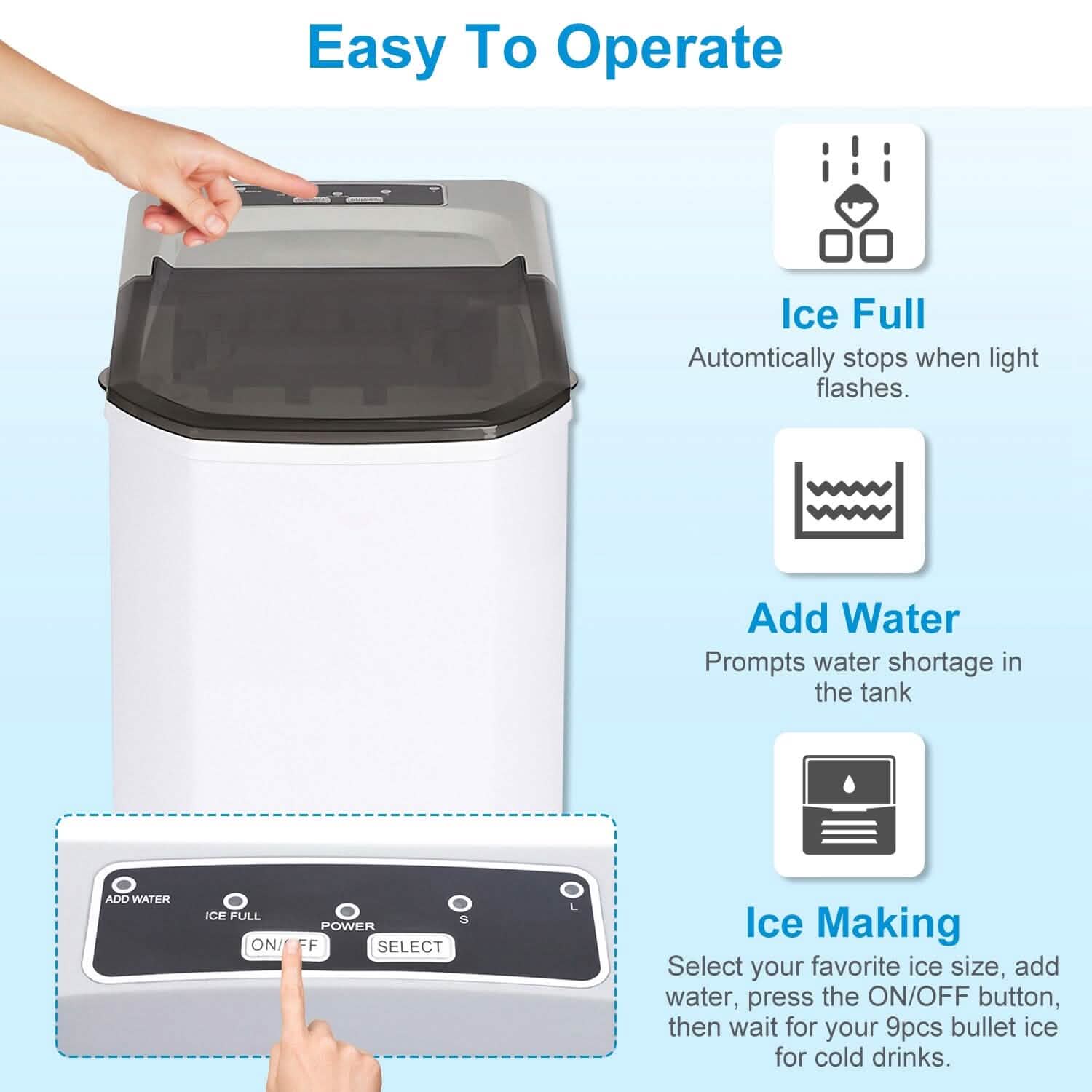 Electric Countertop Ice Make with Ice Scoop Basket Self Cleaning Kitchen Appliances - Tophatter Daily Deals