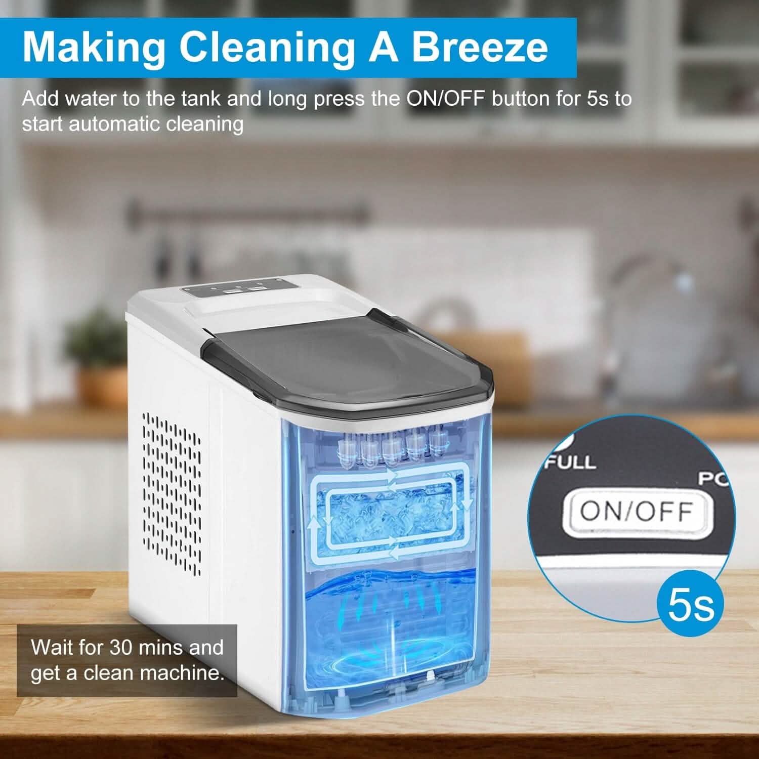 Electric Countertop Ice Make with Ice Scoop Basket Self Cleaning Kitchen Appliances - Tophatter Daily Deals