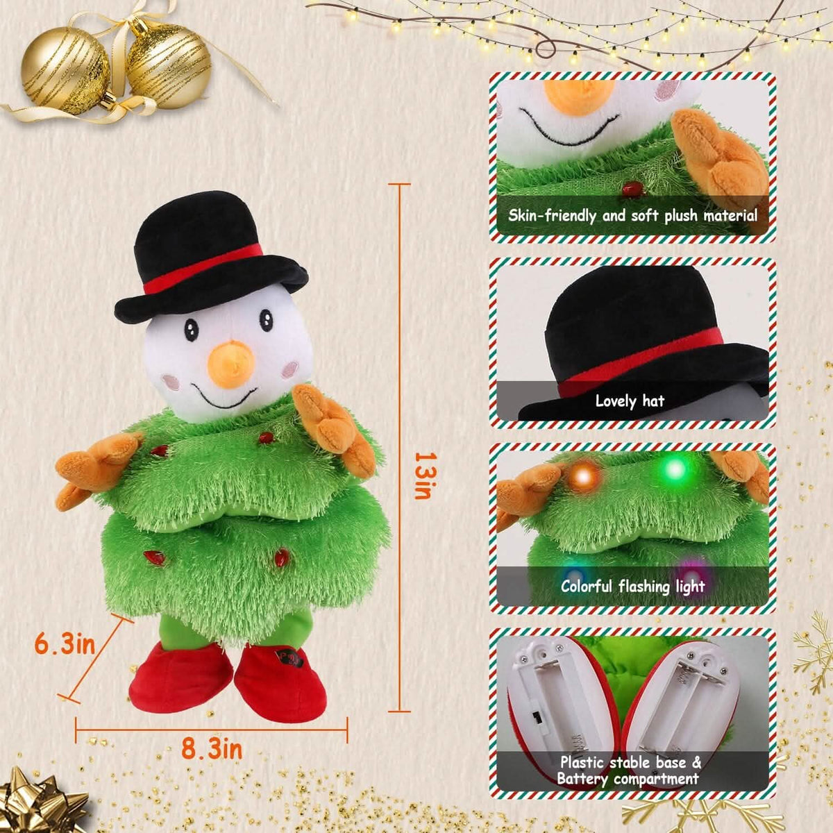 Electric Dancing Singing Plush Toy Seasonal Decor - Tophatter Daily Deals