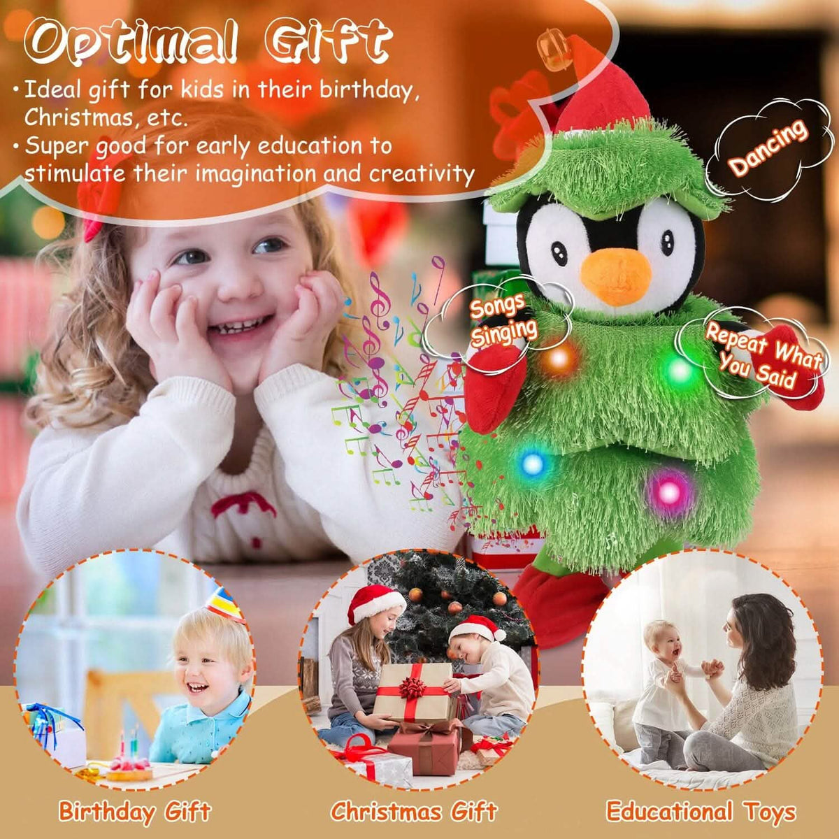 Electric Dancing Singing Plush Toy Seasonal Decor - Tophatter Daily Deals