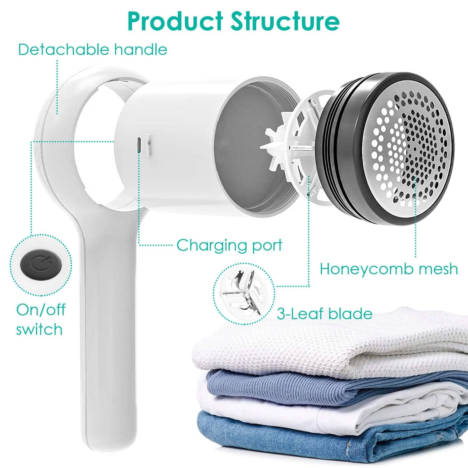 Electric Fuzz Pilling Trimmer Sweater Shaver with Detachable Handle Household Appliances - Tophatter Daily Deals