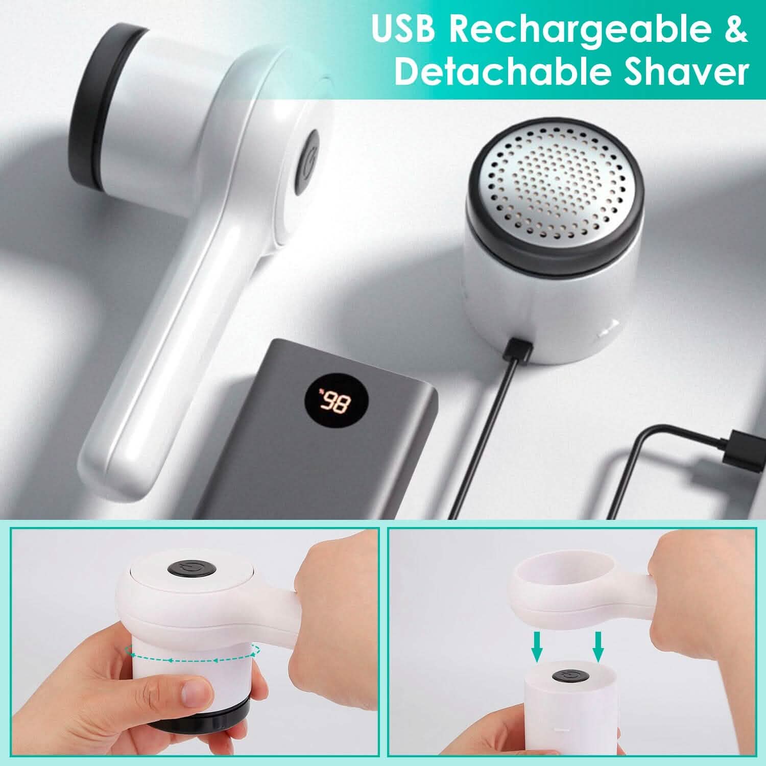 Electric Fuzz Pilling Trimmer Sweater Shaver with Detachable Handle Household Appliances - Tophatter Daily Deals