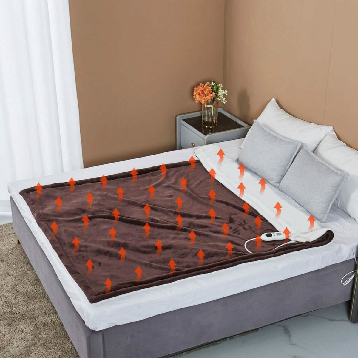 Electric Heated Flannel Throw Blanket Bedding - Tophatter Daily Deals