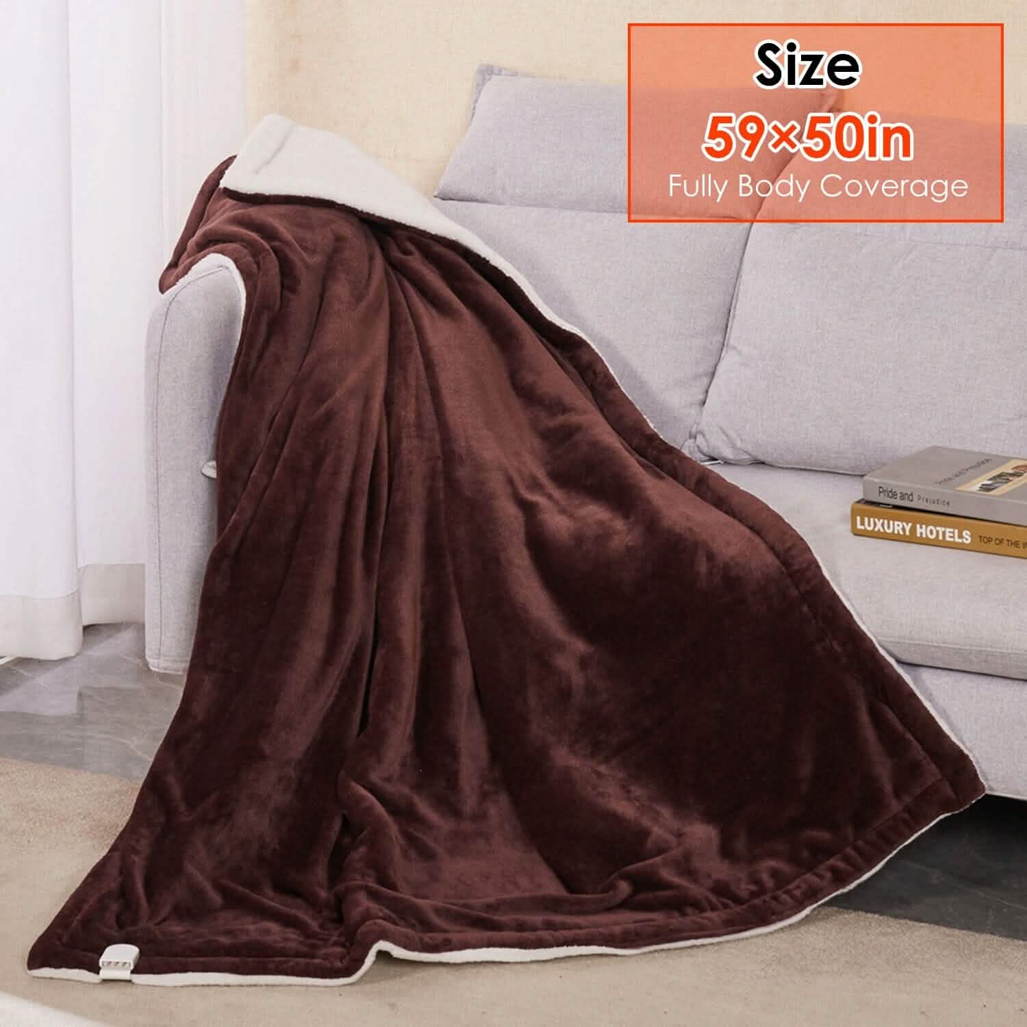 Electric Heated Flannel Throw Blanket Bedding - Tophatter Daily Deals