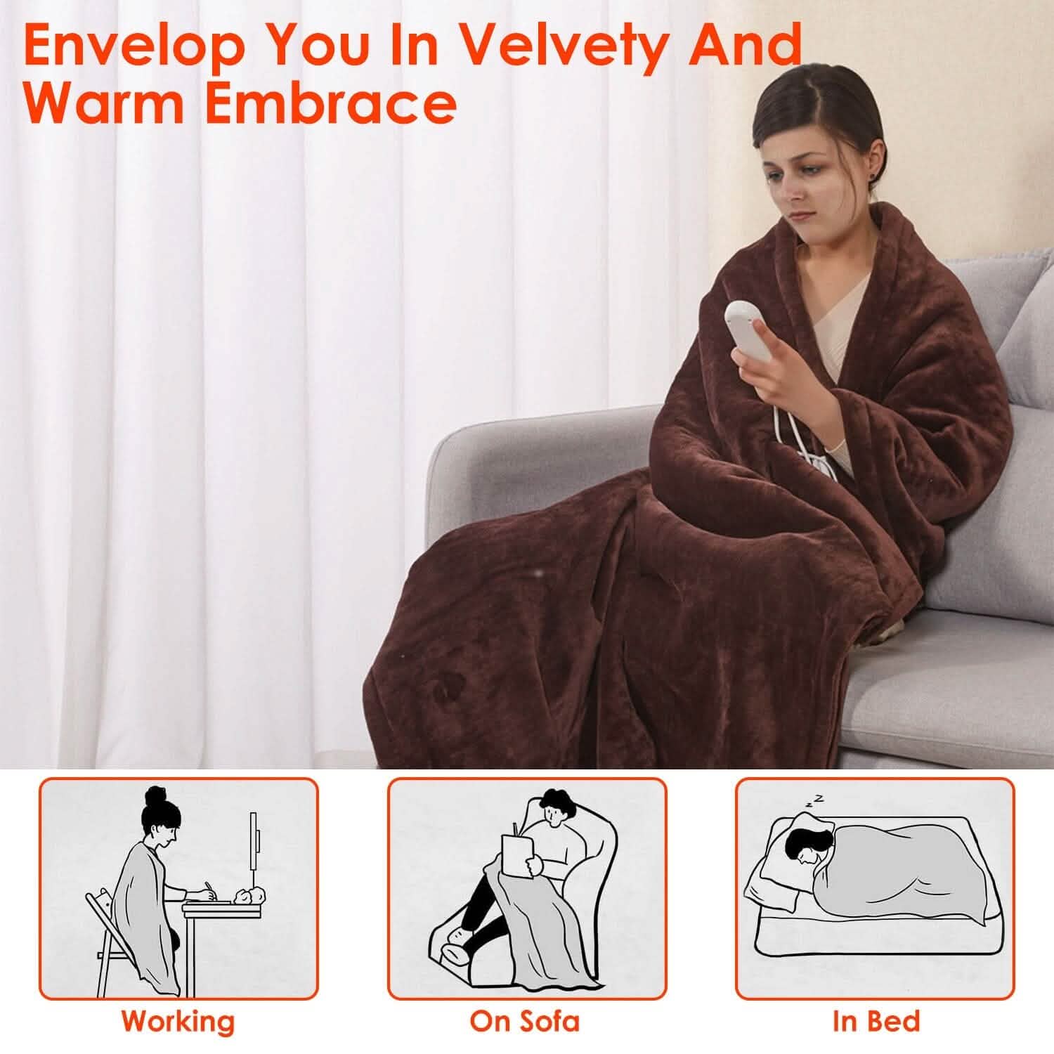 Electric Heated Flannel Throw Blanket Bedding - Tophatter Daily Deals